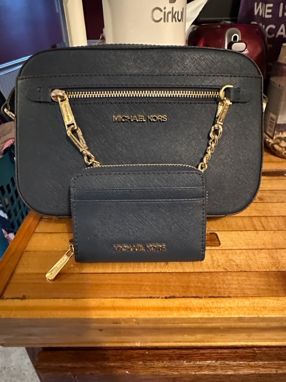 Michael Kors Navy Saffiano Crossbody with Matching Navy Card Wallet